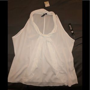White, Sleeveless intricately designed blouse
